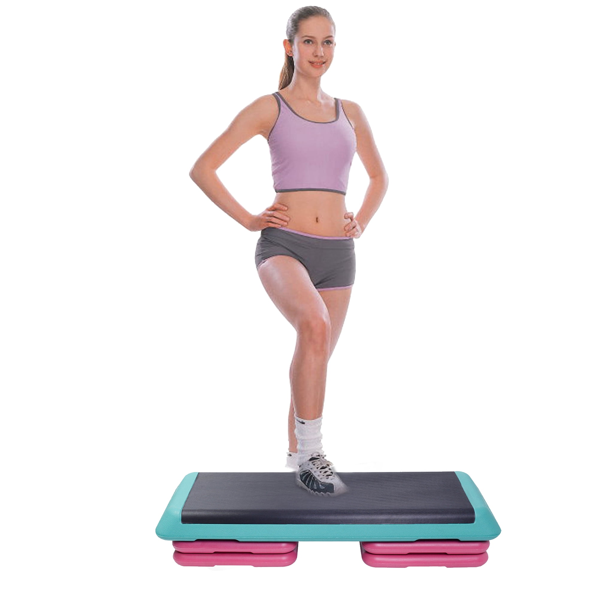 30" Aerobic Stepper 4"-6"-8" Adjustable Fitness Exercise Cardio Step W/Risers 
