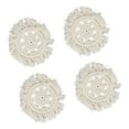 4Pack Cotton Soft Solid Color Round Coasters with Tassels, AntiScald