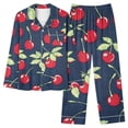 thumbnail image 7 of successthop Cherry Pajamas for Women Long Sleeve Lapel Button Down Nightwear and Pj Pant Print Sleepwear with Pockets L, 7 of 7