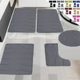 thumbnail image 1 of Leodye Memory Foam Grey Bathroom Rug Sets 5 Piece, Ultra Absorbent Bath Mat for Bathroom - Non-Slip Machine Washable & Dry Quickly, 5 Piece Bathroom Mat Set, 1 of 6