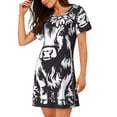 thumbnail image 2 of Easygdp Floral Cow Silhouette Camisón de manga corta para mujer, informal, estampado, 2 of 6