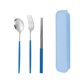 thumbnail image 1 of (Azul) Cuchara Tenedor Palillos 3 Piezas Cubiertos para Acampar Cubiertos para Exteriores de Acero Inoxidable 18/10 Ideal para Acampar, Picnics, Festivales y Viajes oso de fresa Electrónica, 1 of 4