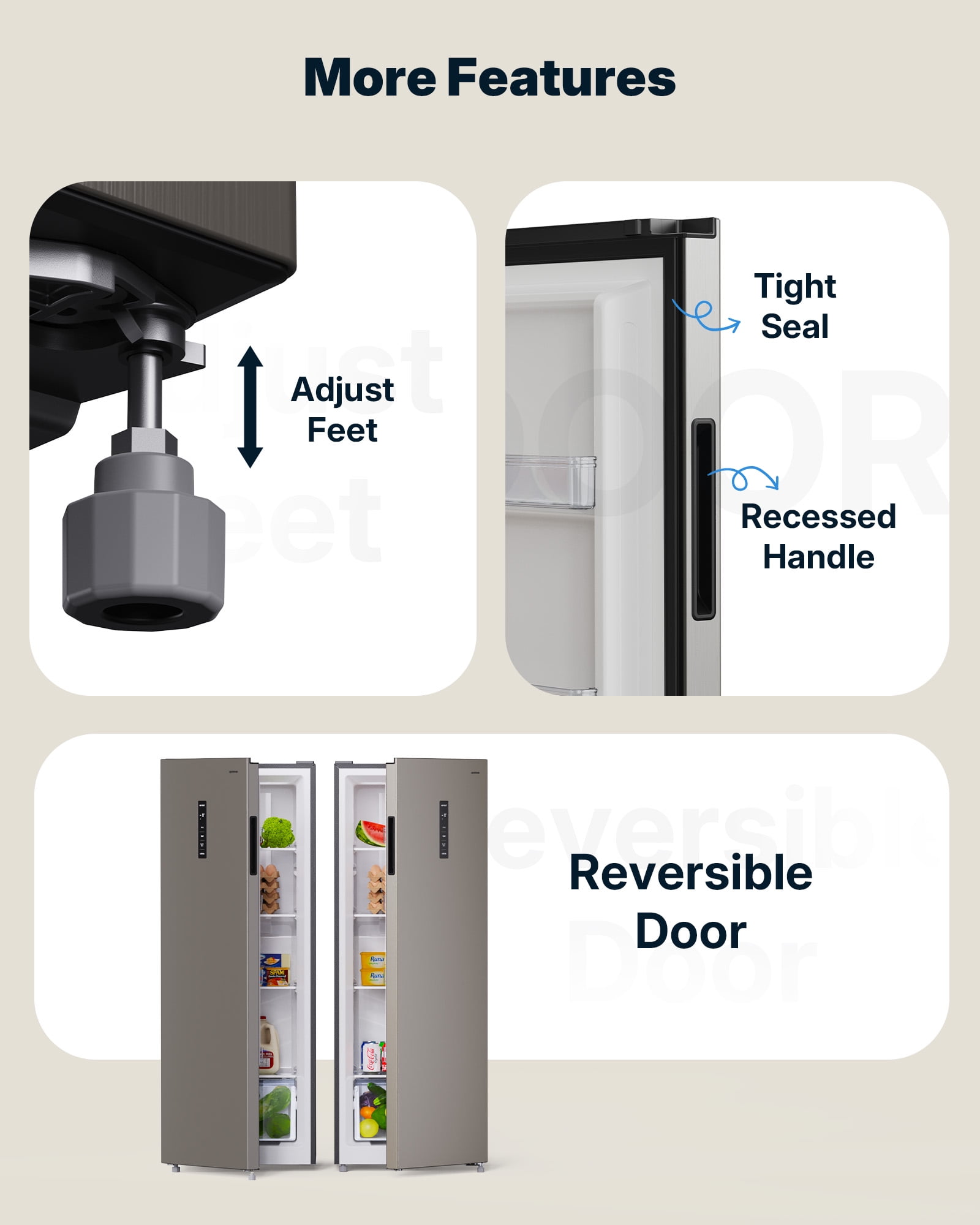 Upstreman 10.8 Cu.Ft. Convertible Freezer Refrigerator, Upright Freezer Fridge with Electronic Control, Frost Free, Stainless Steel, UP11
