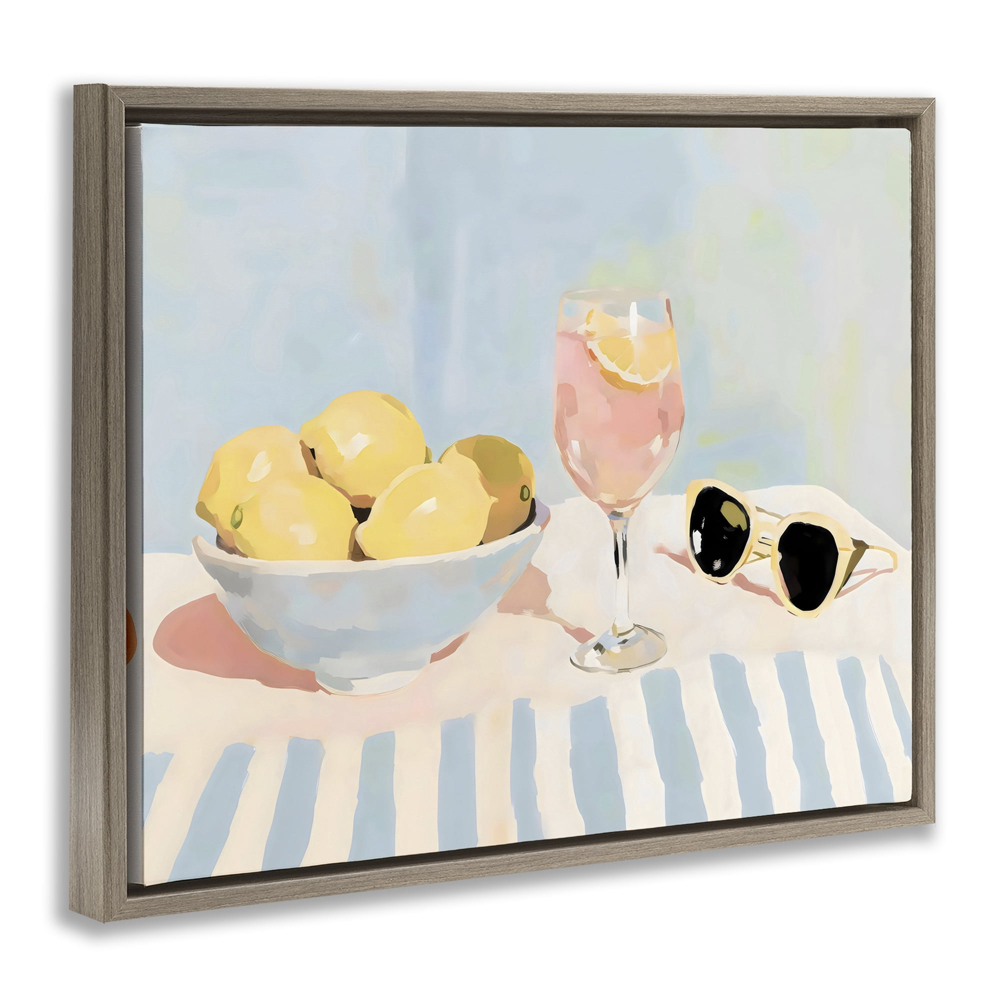 Stupell Industries Aperol & Summer Lemons Brown Framed Floater Canvas Wall Art, design by Sisi and Seb