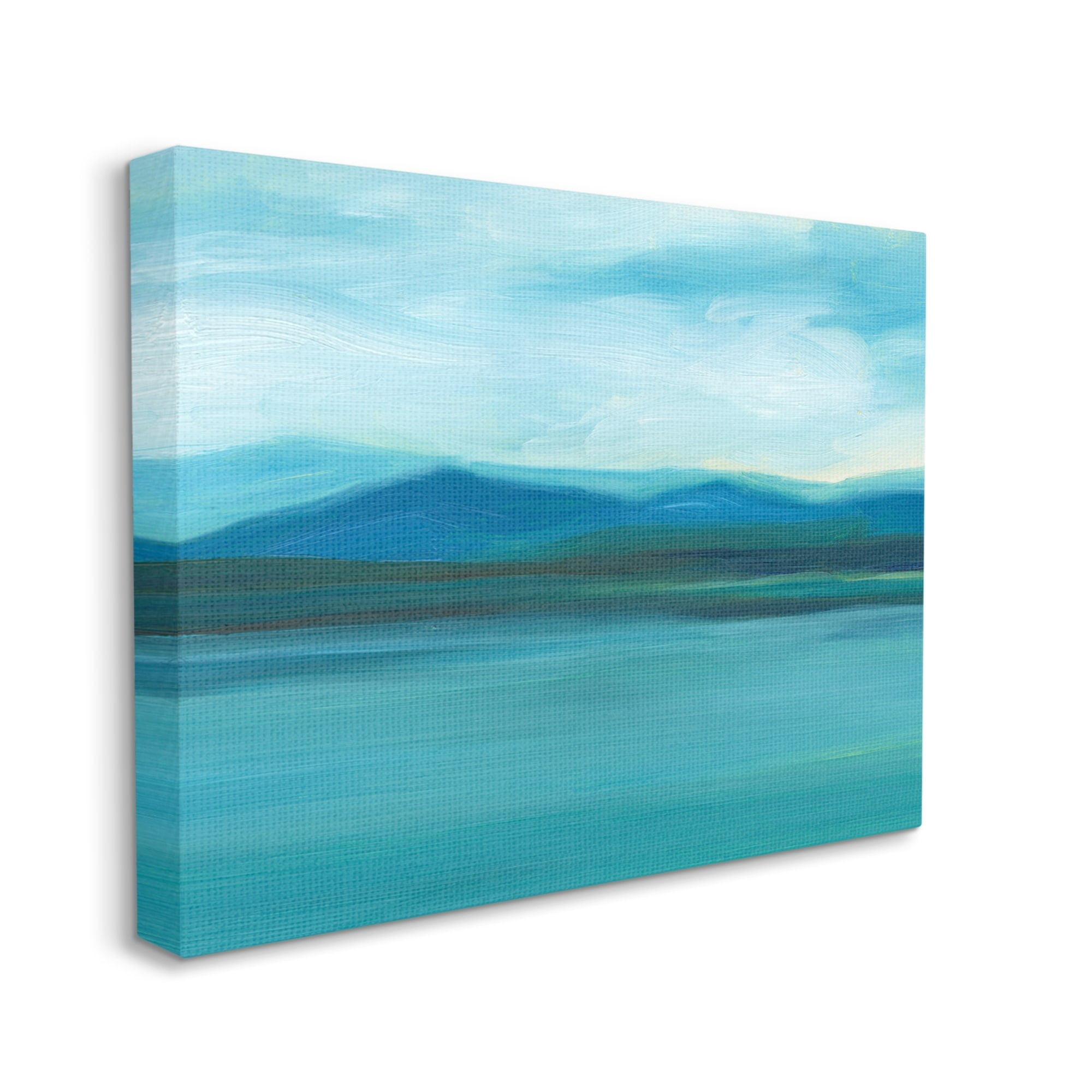 Stupell Cloudy Blue Lake Mountain Scene Landscape Painting Gallery Wrapped Canvas Print Wall Art