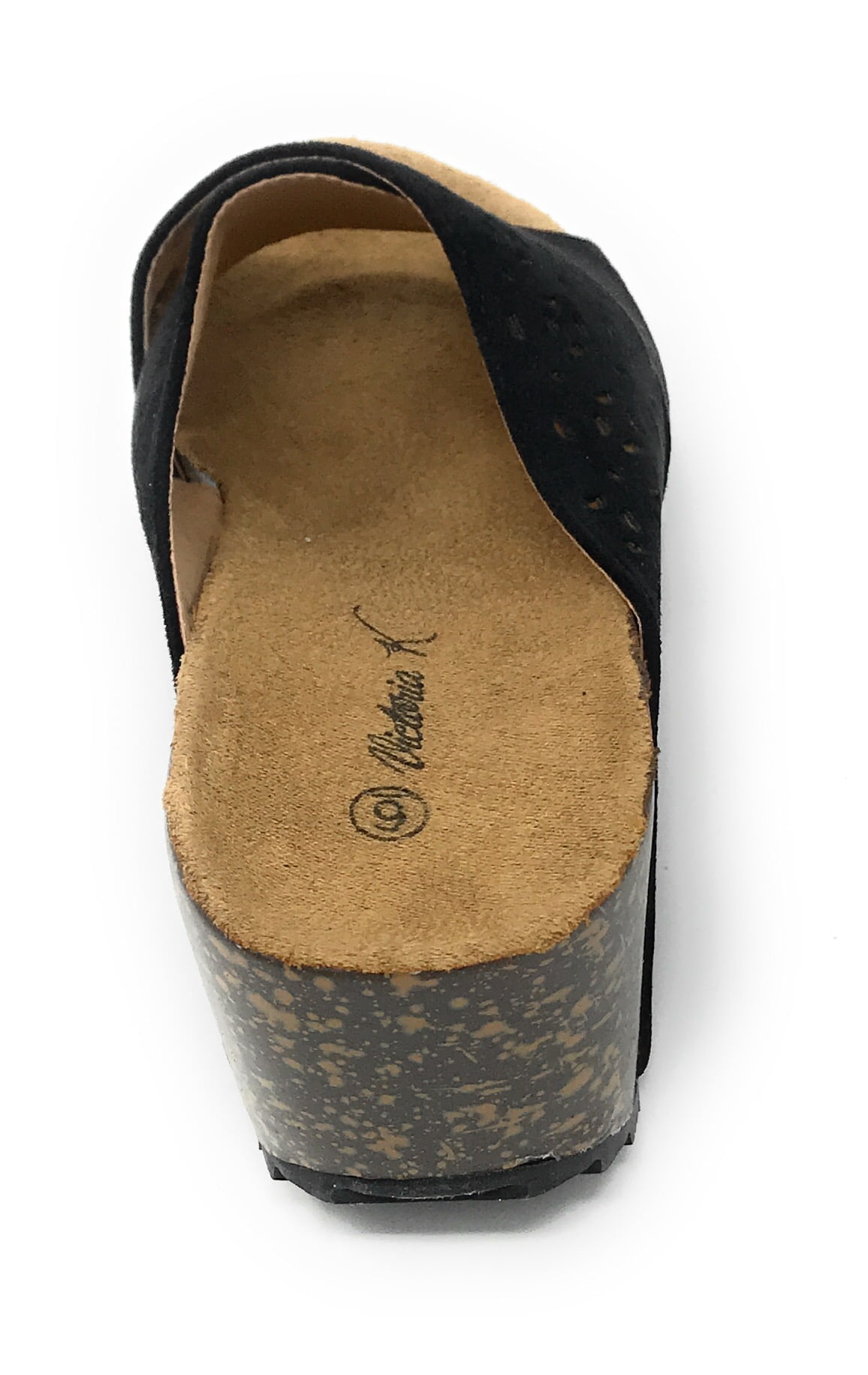 Victoria K Women's Laser Cut Out With Cross Over Strap Cork Wedge Sandals