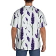 thumbnail image 3 of Rateoe Lavender Flowers Pattern Men's Short Sleeve Classic Shirt, Casual Short-Sleeved Shirt, Lightweight Summer Shirt, Cuban Collar Shirt,Button-Front Shirt-Small, 3 of 5
