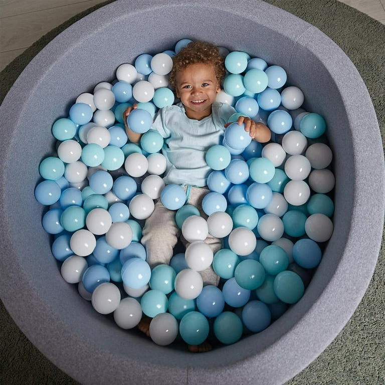 Foam Ball Pit- Gray Ball Pit for Kids 36x11 with 200 Colored 2.2 Plastic  Balls. Ball Pit for Toddlers, Babies, Young Children. Hours of Healthy