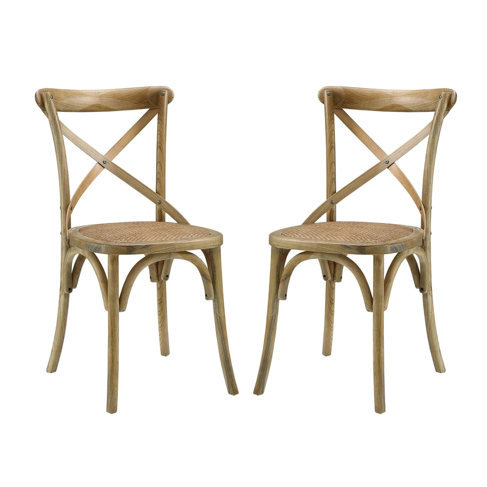 Natural Wood 39" Cross Back Rustic Side Chair
