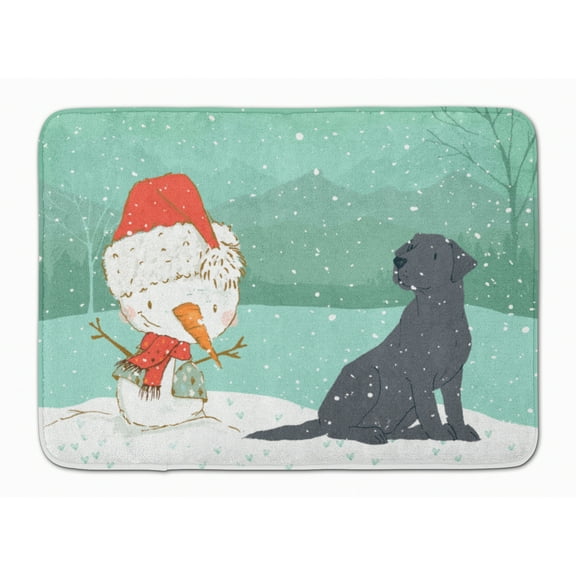 Black Labrador Snowman Christmas Machine Washable Memory Foam Mat