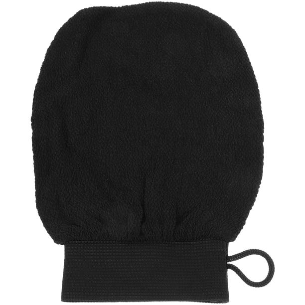 Guante exfoliante de baño, guantes exfoliantes corporales, exfoliante de ducha, removedor de piel muerta para hombres y mujeres (negro)