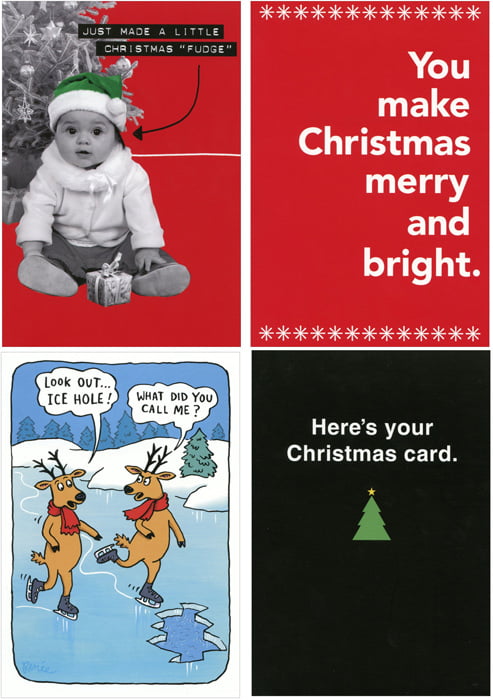 B1381 Box Set of 12 Name Him Irving Unique Funny Christmas Cards with Envelopes, 