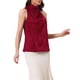 thumbnail image 4 of INSPIRAR CHIC Blusas de Satén sin Mangas para Mujeres con Cuello Halter Elegante Top de Verano XS Burdeos, 4 of 5