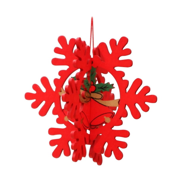 Xihbxyly Adorno de Copo de Nieve Hueco, Colgante Tridimensional de Madera para Árbol de Navidad, Estilo Muñeco Navideño Detallado, Decoración Festiva para El Hogar, Celebración Navideña. El Paquete I