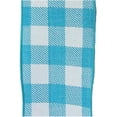thumbnail image 2 of Plaid Check Wired Edge Ribbon - 10 Yards (Turquoise, White 1.5"), 2 of 3