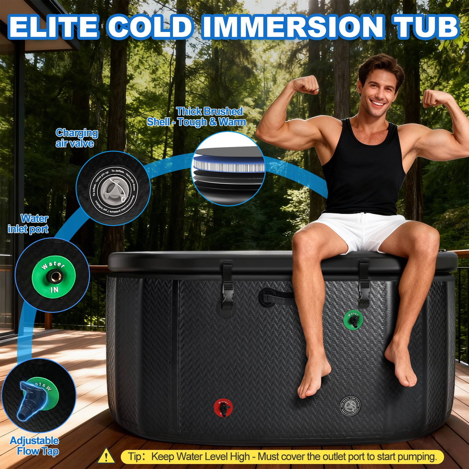 Esheno Large Ice Bath Tub 248 Gallon with 1HP Heating Cooling System UV Timer Wheels Cover Storage Bag for Athletes
