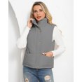 thumbnail image 3 of Czanzd Women's Corduroy Stand Collar Puffer Vest Warm Puffy Outerwear(Dark-Grey,S), 3 of 9