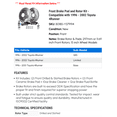 thumbnail image 2 of Front Brake Pad and Rotor Kit - Compatible with 1996 - 2002 Toyota 4Runner 1997 1998 1999 2000 2001, 2 of 2