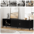 thumbnail image 5 of Oubayajia Mid-Century Modern 63" TV Stand for TVs up to 70”, Wood TV Console with Waveform Sliding Doors and Storage, Entertainment Center for Living Room Bedroom, Black, 5 of 8