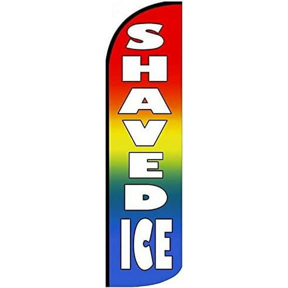 4 Less Co SHAVED ICE - Windless Swooper Flag Feather Banner Sign 3x11.5 ft Tall (Flag Only) Rainbow q19
