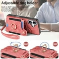 thumbnail image 6 of Asuwish Phone Case for iPhone 16 6.1 inch Wallet Cell Cover with Tempered Glass Screen Protector Slim Lanyard Wrist Strap RFID Ring Stand Credit Card Holder Slot i Phone16 i16 16Case Women Men Pink, 6 of 12