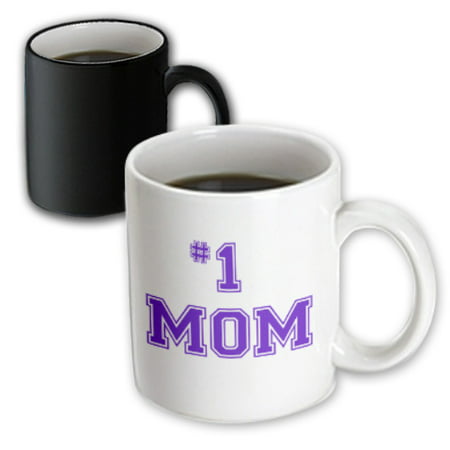 3dRose #1 Mom - Number One Mom in purple text - for worlds greatest and best Mothers day, Magic Transforming Mug, (Best Day For Magic Kingdom)
