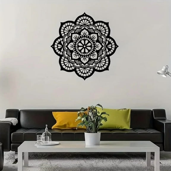 HELLOYOUNG 11.8 inch Metal Mandala Flower Wall Art Home Decoration Iron Drawings Wall Hanging for Bathroom/Living Room Perfect Holiday Gift Gothic Halloween Decor