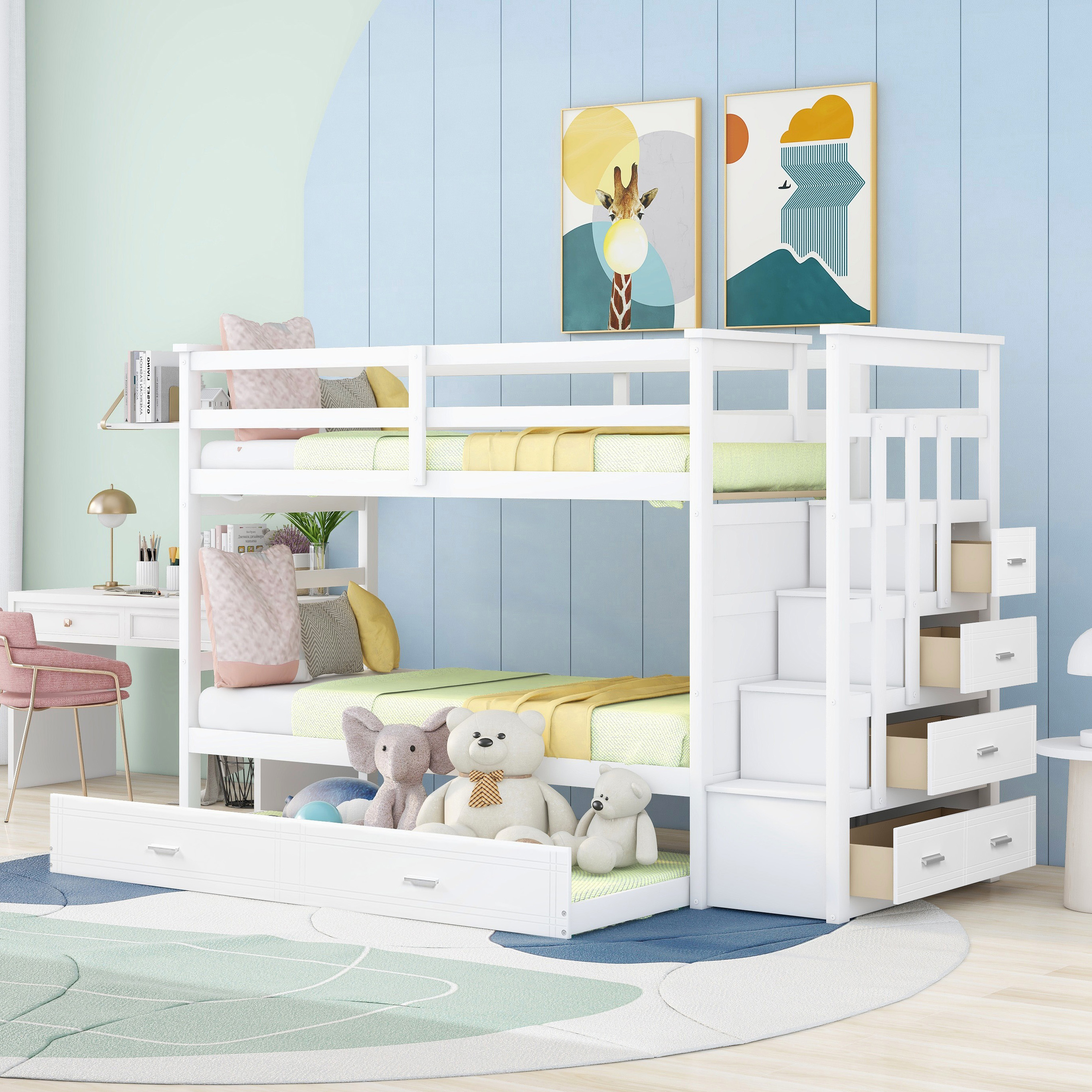 BELLEMAVE Twin Over Twin Bunk Beds For Kids, Full Size Bunk Bed With
