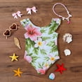 thumbnail image 5 of Grblisyd Girls Swimsuit Flutter Sleeve Hawaiian One Piece Bathing Suit Crew Neck Girls'Swimwear 10Y, 5 of 6