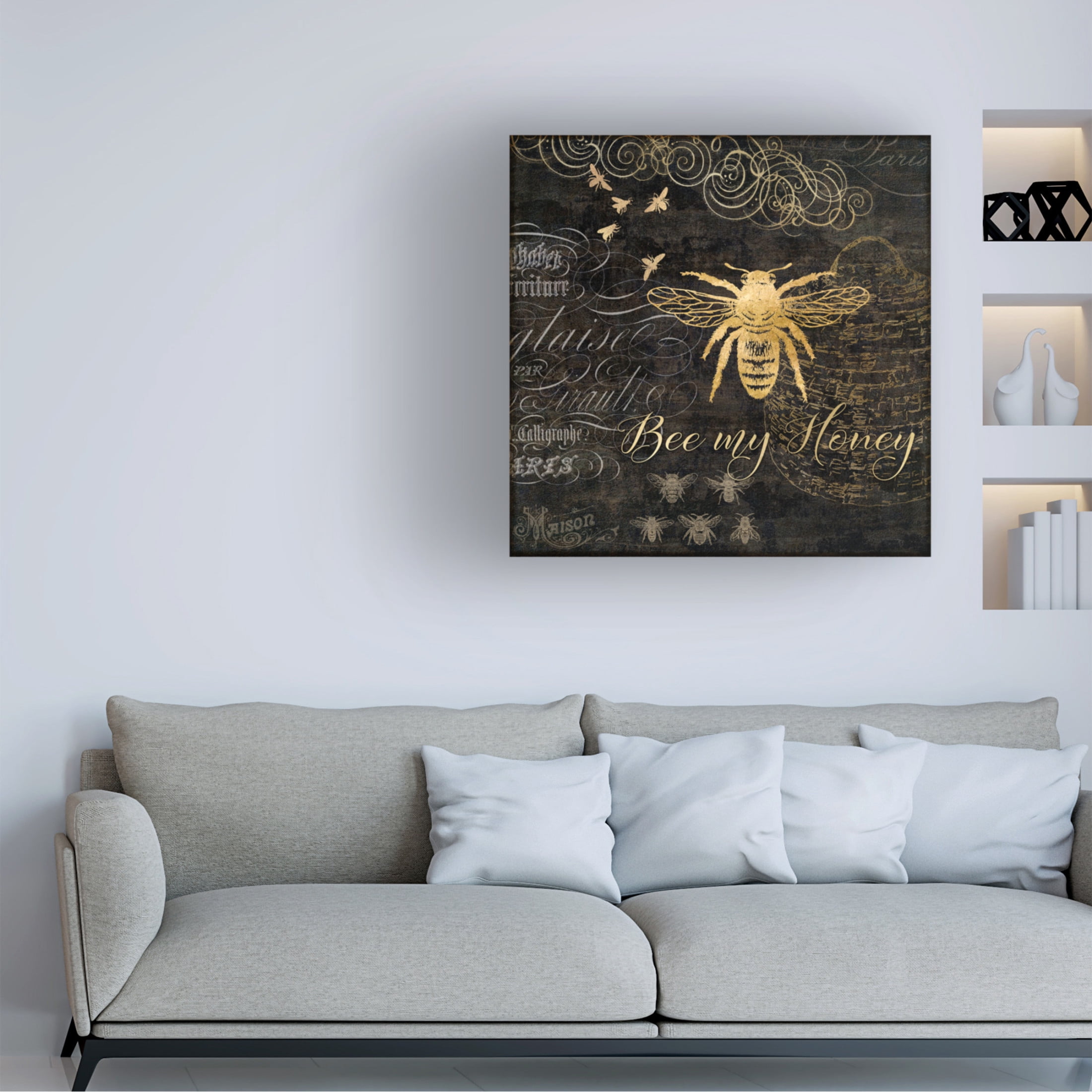 Canvas Wall Art - Cora Niele 'Bee my Honey' Wall Art for Living Room, Bedroom, or Office Décor by Trademark Fine Art - 35 x 35 Inches