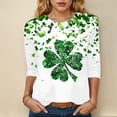 thumbnail image 2 of felwors Women St Patricks Day Shirt 3/4 Sleeve Tshirt Blouses Funny Shamrock Irish Shirts Tops Outfits Clothes (Green, S), 2 of 4