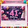 thumbnail image 2 of Pink Theme Happy 41st Birthday Banner Heart Decor 41st Birthday Display Balloon Design Gift Box Pattern Birthday Backdrop for 41st Birthday Party Adult Birthday Celebration Indoor Party Decoration, 2 of 8