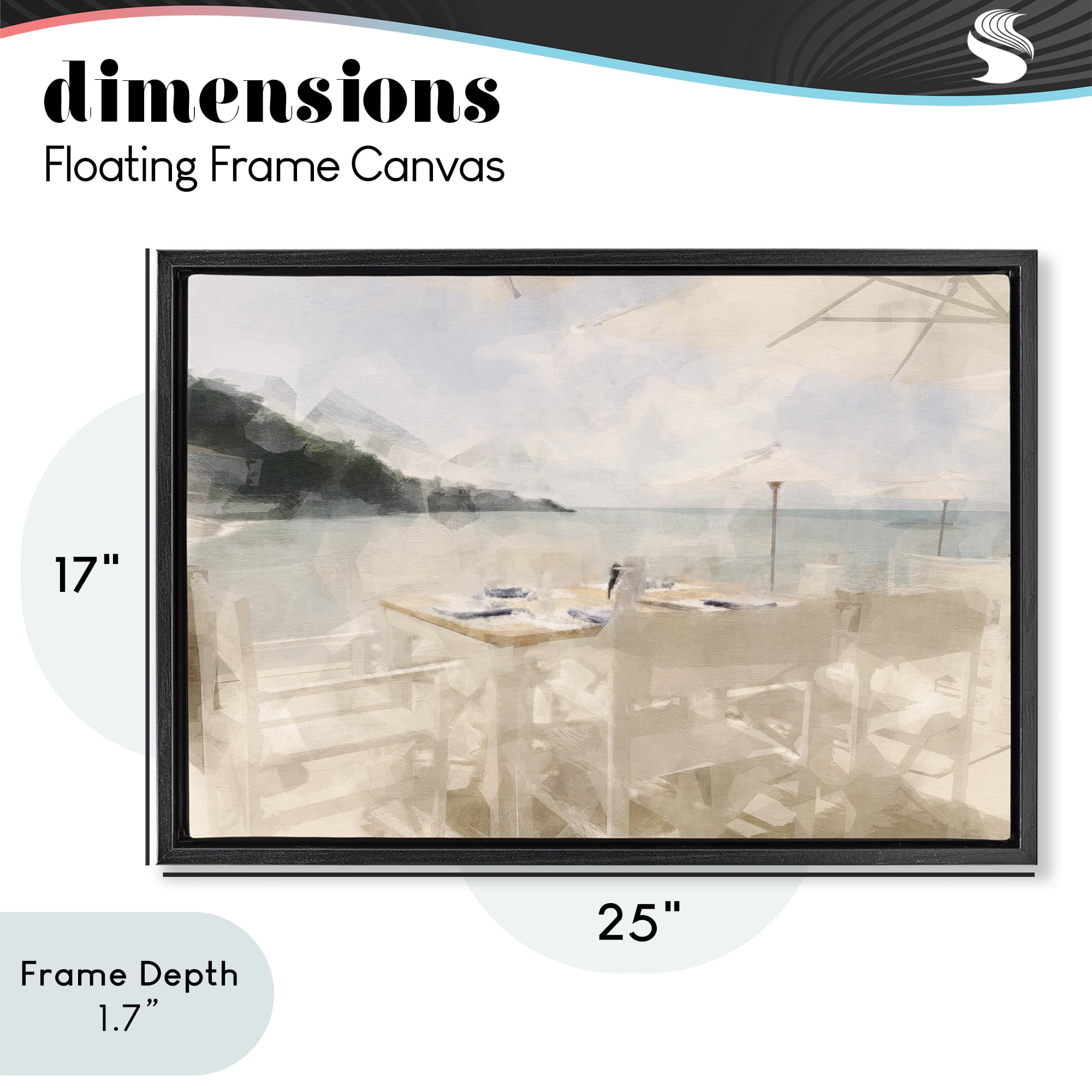 Stupell Industries Table By The Sea Black Framed Floater Canvas Wall Art, design by Noah Bay