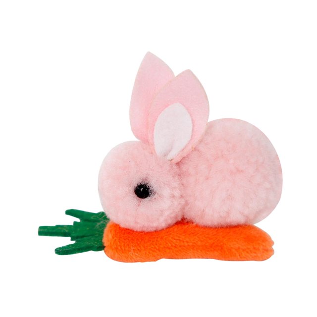 Pinzas para el pelo peludas de conejito de Pascua para niños, horquillas para el pelo para fiestas de invierno. Rosa
