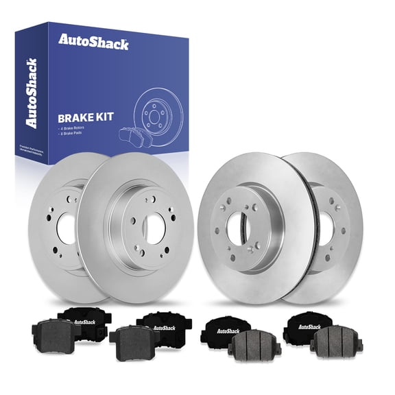 AutoShack Front Vented & Rear Solid Brake Rotors   Ceramic Pads 12-PC Brake Kit Replacement for 2013-2017 Honda Accord