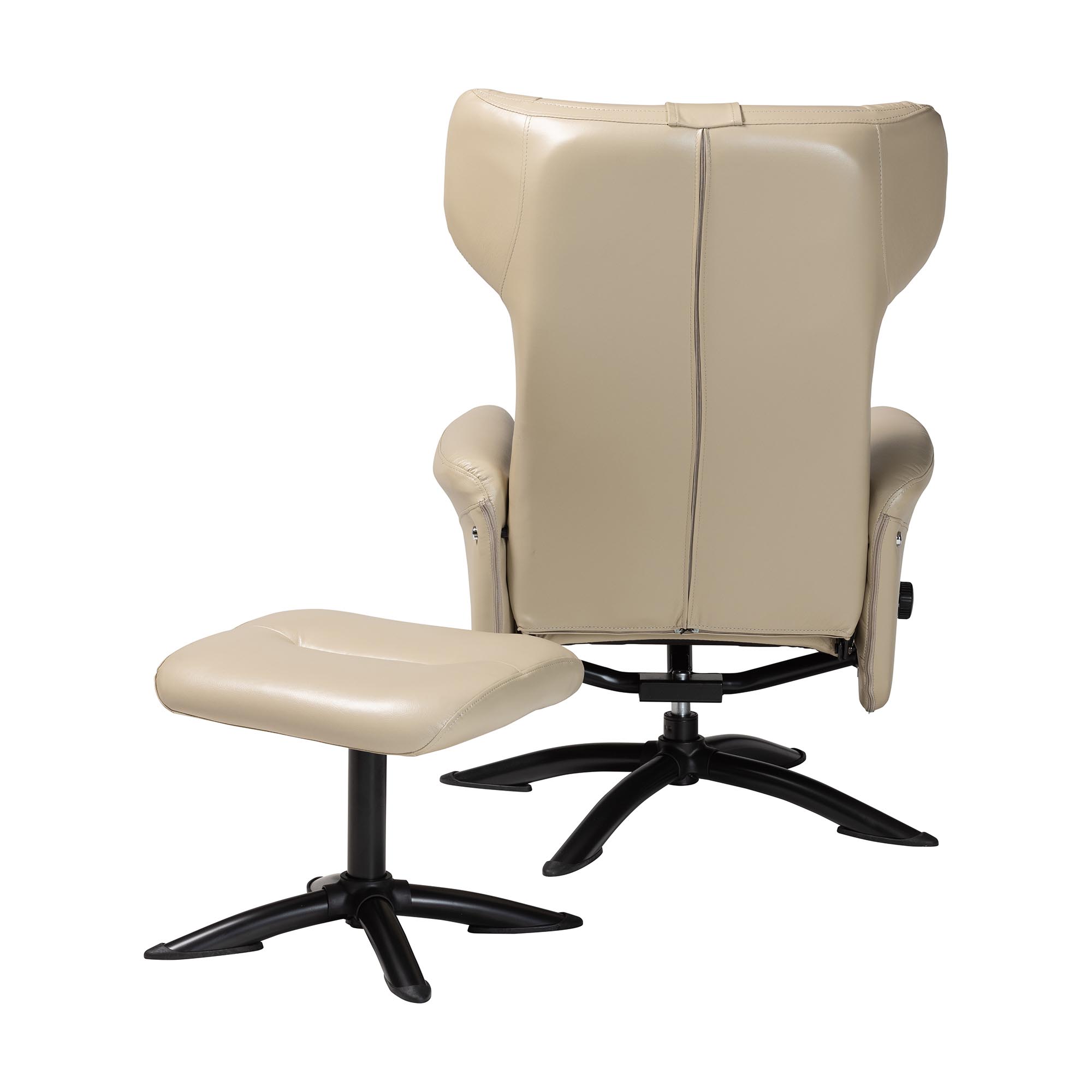 Baxton Studio Elwood Modern Lounge Chair and Footrest Set, 2-Piece, Black