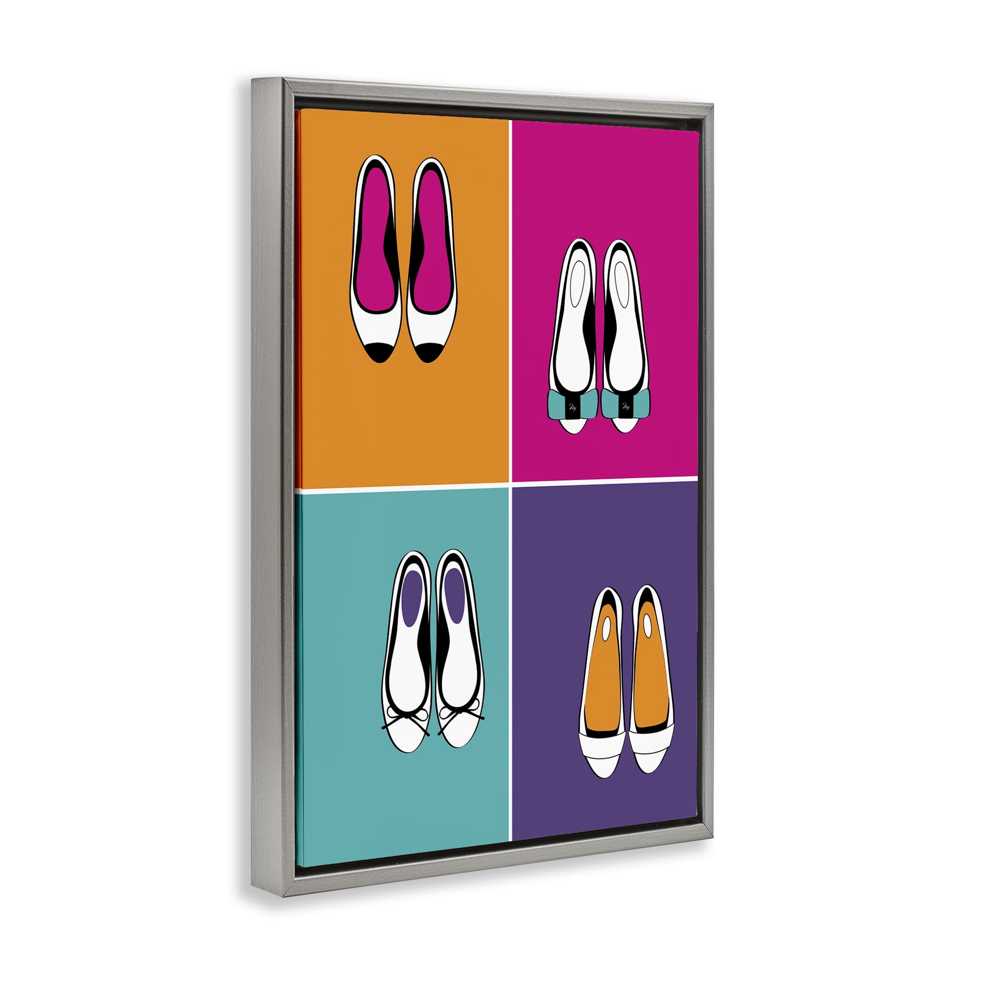 Stupell Industries Bold Pop Trendy Flats Gray Framed Floater Canvas Wall Art, design by Martina Pavlova