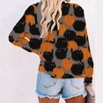 thumbnail image 4 of Chandail en Molleton Chat Citrouille Pull Col Rond Halloween pour Femmes Manches Longues Décontracté Ample, 4 of 7