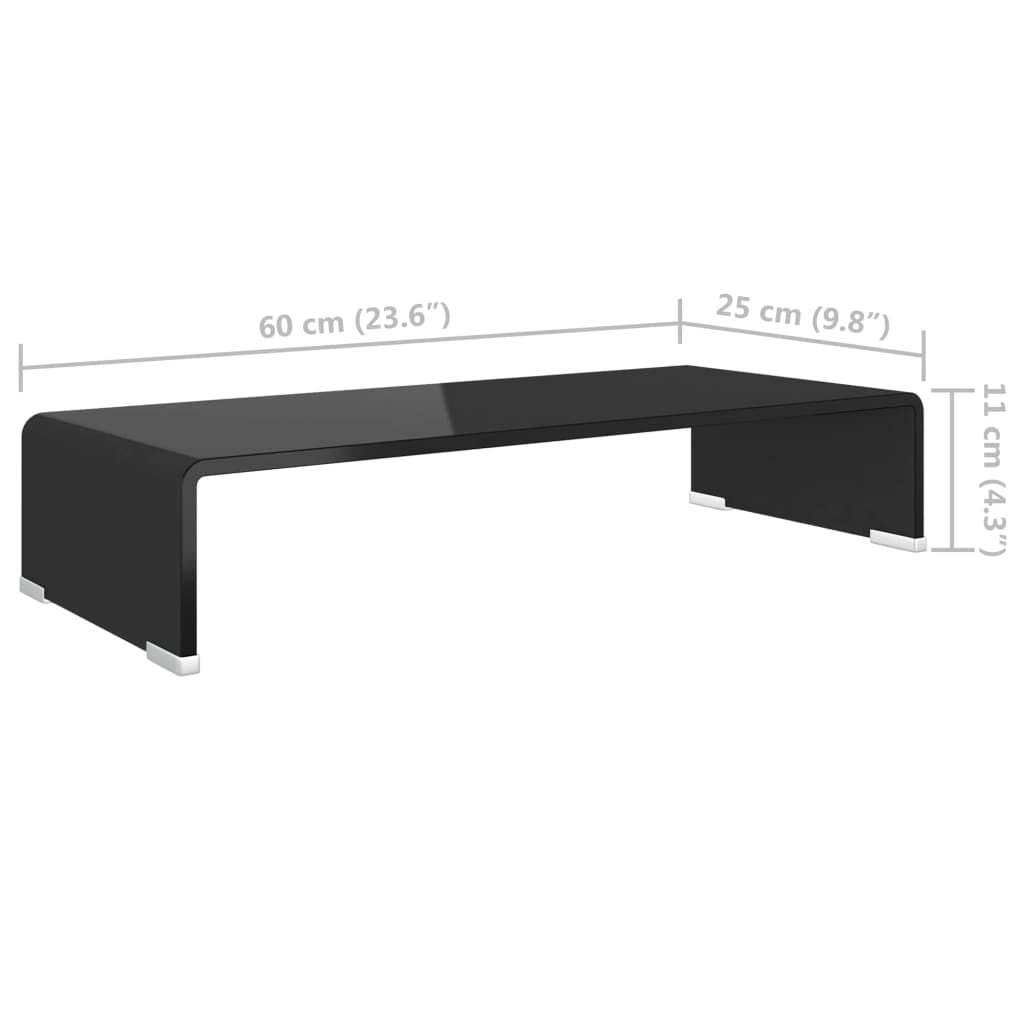 Kepooman Modern Rectangle Glass Computer LCD Desktop Shelf for Bedroom, 23.6" x 9.8" x 4.3", Black Kepooman Modern Rectangle Glass Computer LCD Desktop Shelf for Bedroom, 23.6" x 9.8" x 4.3", Black