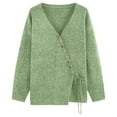 thumbnail image 4 of HCYSFG Womens Side Tie Cardigan Sweater V Neck Button Front Long Sleeve Loose Fit Textured Knit Casual Everyday Layering Tops, 4 of 4