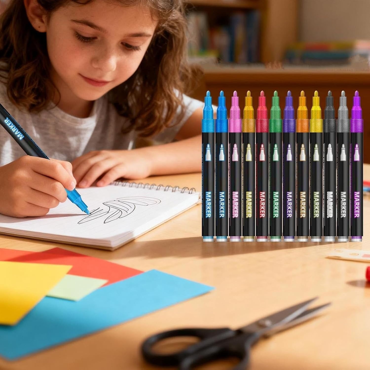Glitter Outline Paint Markers, Outline Markers Self-Outline Metallic Markers, Outline Shimmering Markers, Double Line Outline Markers, Glitter Gel Pens (36 Colors)