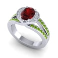 thumbnail image 2 of Diamond-Capitals 2.35 Carat Oval Cut Garnet & Peridot Gemstone Beautiful Wedding Ring for Ladies in Solid 18K White Gold Size 7, 2 of 8