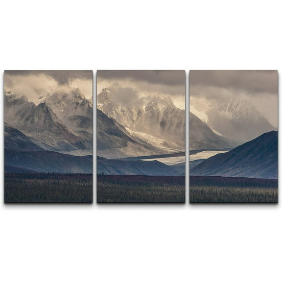 wall26 Canvas Print Wall Art Set Clouds Over Mountain Range & Field Nature Wilderness Photography Realism Contemporary Scenic Colorful Multicolor for Living Room, Bedroom, Office - 16"x24&qu