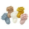 thumbnail image 2 of Autumn Baby Girls Soft Comfy Cotton Socks Lace Trim Solid Color Breathable Crew Socks, 2 of 5