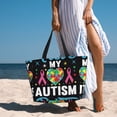 thumbnail image 6 of Naloa I Love My Autism Large Capacity Beach Bag, Waterproof Sandproof Beach Swim Pool Bag Tote Bag for Women, 6 of 7