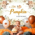 thumbnail image 4 of Fall Baby Shower Backdrop A Little Pumpkin is On The Way Background Fall Pumpkin Thanksgiving Baby Shower Party Decorations Banner Supplies Photo Booth Props, 4 of 5