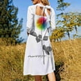 thumbnail image 3 of Bloom Robe à Encolure Carrée Mignonne Ample Imprimée Élégante Robe de Plage Fête Fleur Rose Nature Amour, 3 of 5
