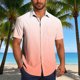 thumbnail image 1 of Blusa y camisa de manga corta con cuello vuelto para hombre, blusa informal de moda con cuello vuelto, estampado degradado, camisa de manga corta con botones, blusa de poliéster para hombre, 1 of 6
