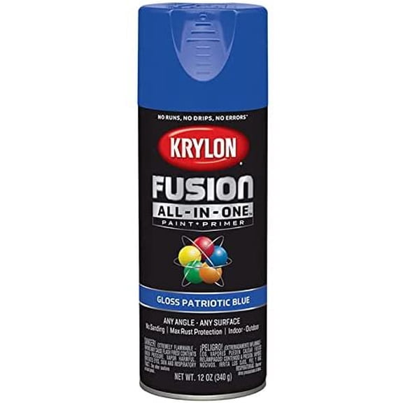 12 oz Krylon K02716007 Patriotic Blue Fusion All-In-One Paint & Primer Spray Paint, Gloss Pack of 6