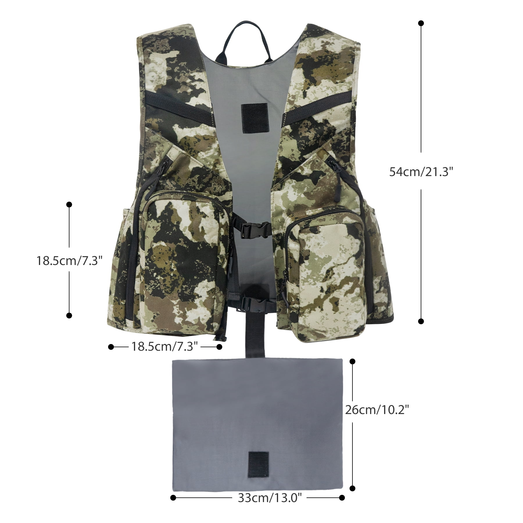 WTVIDAS Hunting Vest with Detachable Seat Cushion Camo Turkey Vest with Backpack Hunting Gear for Deer Turkey Fishing